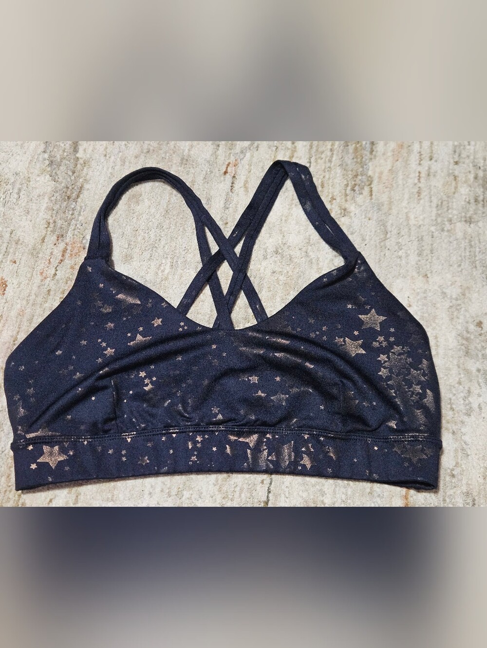 JoyLab Navy Metallic Star Crisscross Sports Bra Size M
